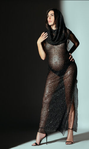 abito maternity chiara effe Adrian Alvarez Milano sartoria partenopea sartoriale paillettes made in italy