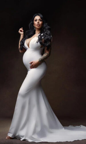 mermaid 3d sartoria partenopea monika serek sartoriale made in italy abito maternity gonna a sirena bianco