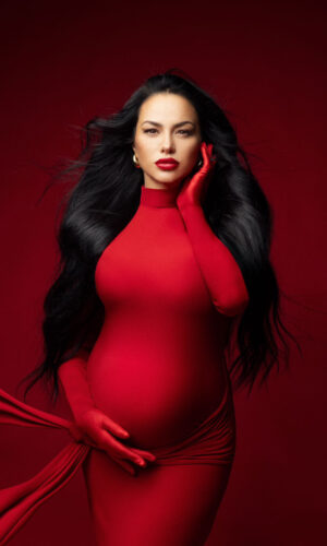 ABITO MATERNITY ROSSO CÉLINE DONATELLA NICOLINI MILANO NAPOLI SARTORIA PARTENOPEA