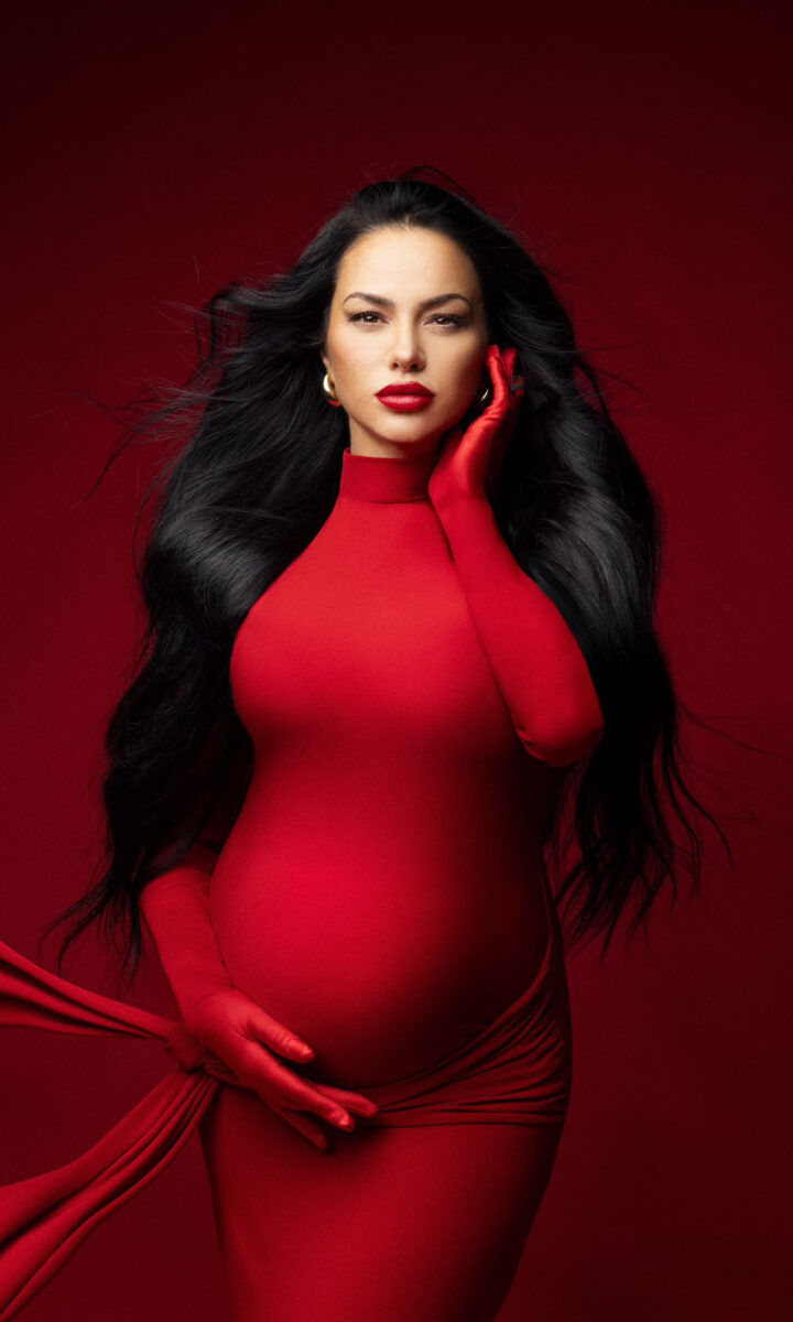 ABITO MATERNITY ROSSO CÉLINE DONATELLA NICOLINI MILANO NAPOLI SARTORIA PARTENOPEA