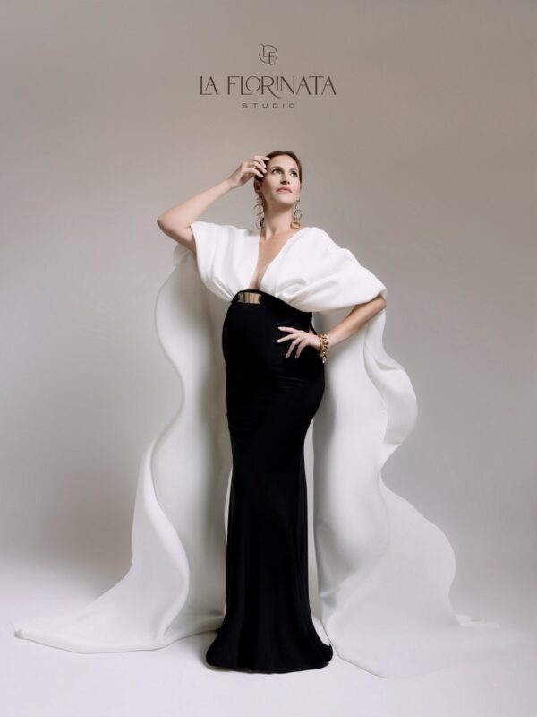 dress Veronika la florinata sartorial partenopea made in Italy maternity dress bianco e nero